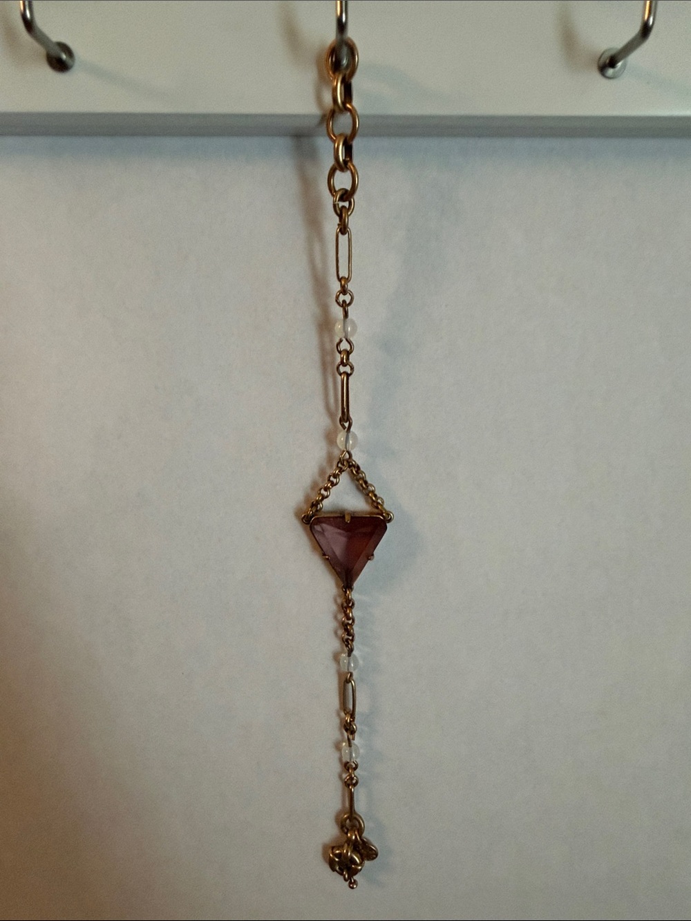 J. Crew Gold-Tone Necklace with Purple Triangle Stone
